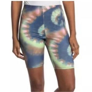 AFRM X Nordstrom Lars Bike Shorts Soft Multi Spiral Tie Dye Women Size 1X Blue